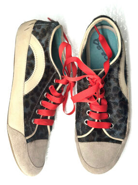 BODEN Leopard Print BOHO FUNKY Pony Hair Ballet SHOES Sneakers WOMENS 38 US 7.5